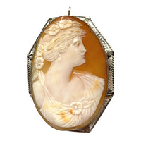 14K Gold Large Antique Cameo Pendant/Brooch