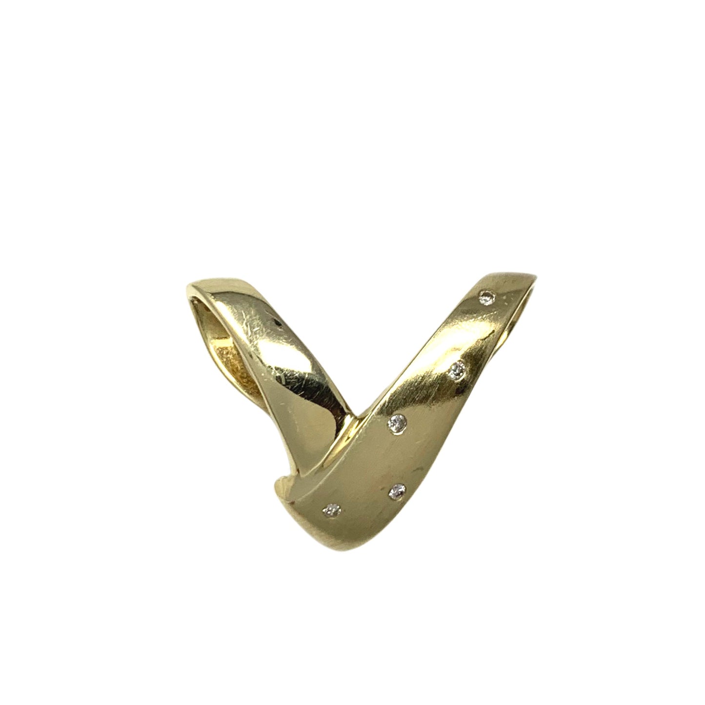 14K Gold Diamond “V” Floating Pendant