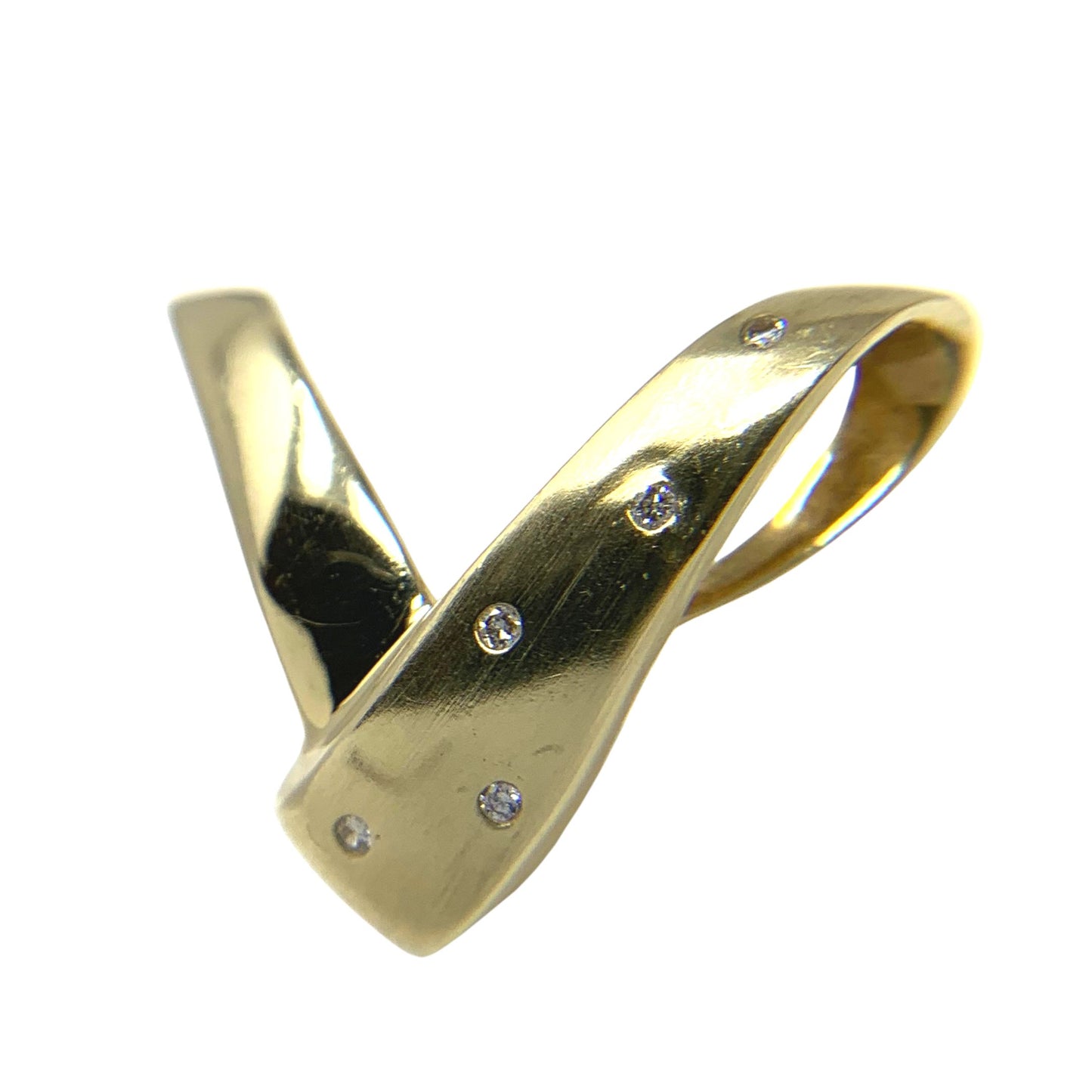 14K Gold Diamond “V” Floating Pendant