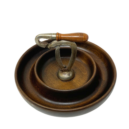 Vintage Wooden Nut Bowl With Attached Nutcracker