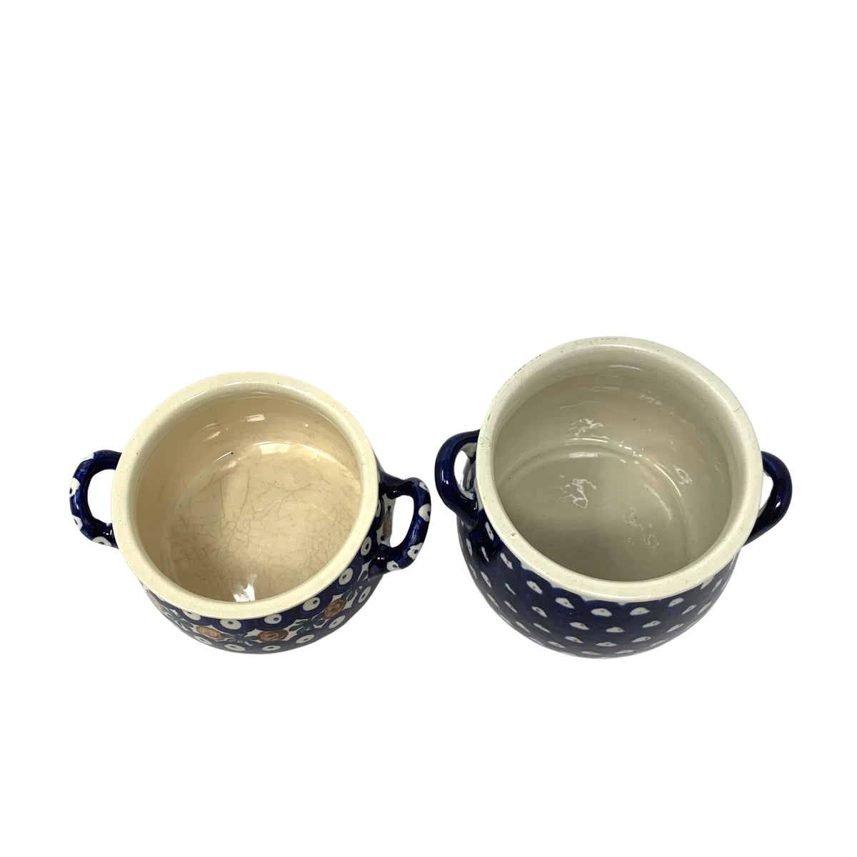 Pair of Polish Pottery Two-Handled Pots