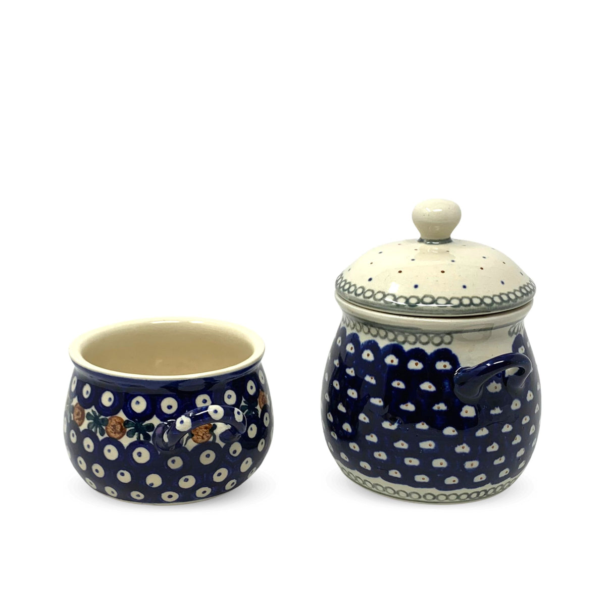 Pair of Polish Pottery Two-Handled Pots