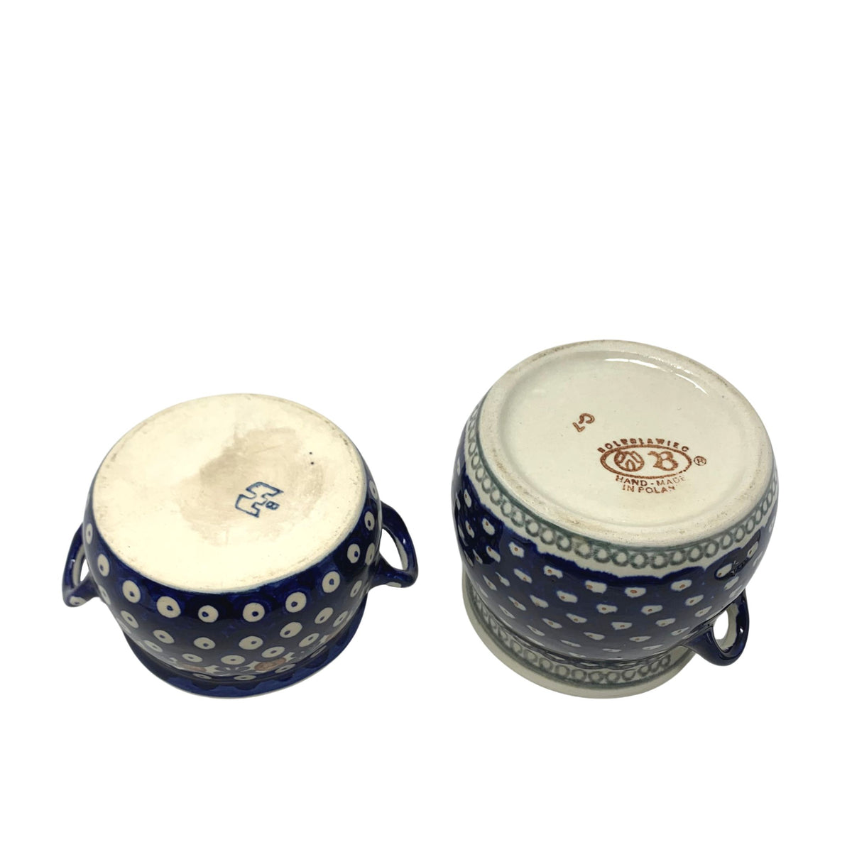 Pair of Polish Pottery Two-Handled Pots