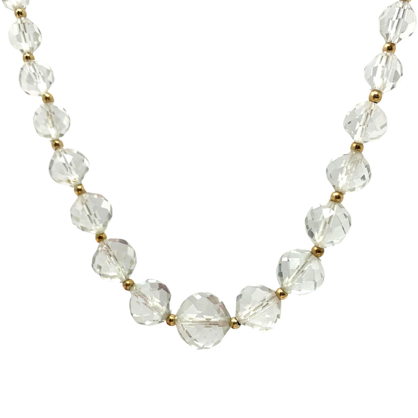 14K Gold Brilliant Crystal 22” Graduated Bead Necklace