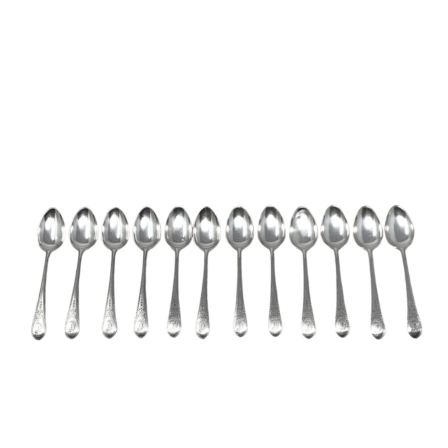 Lunt Early American Sterling Silver "C" Monogrammed Demitasse Spoons (12)