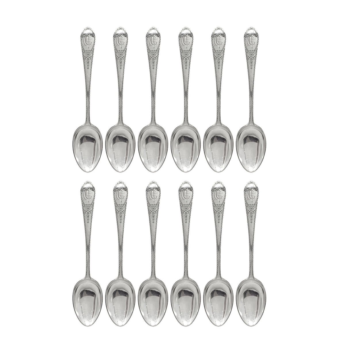 Lunt Early American Sterling Silver "C" Monogrammed Demitasse Spoons (12)