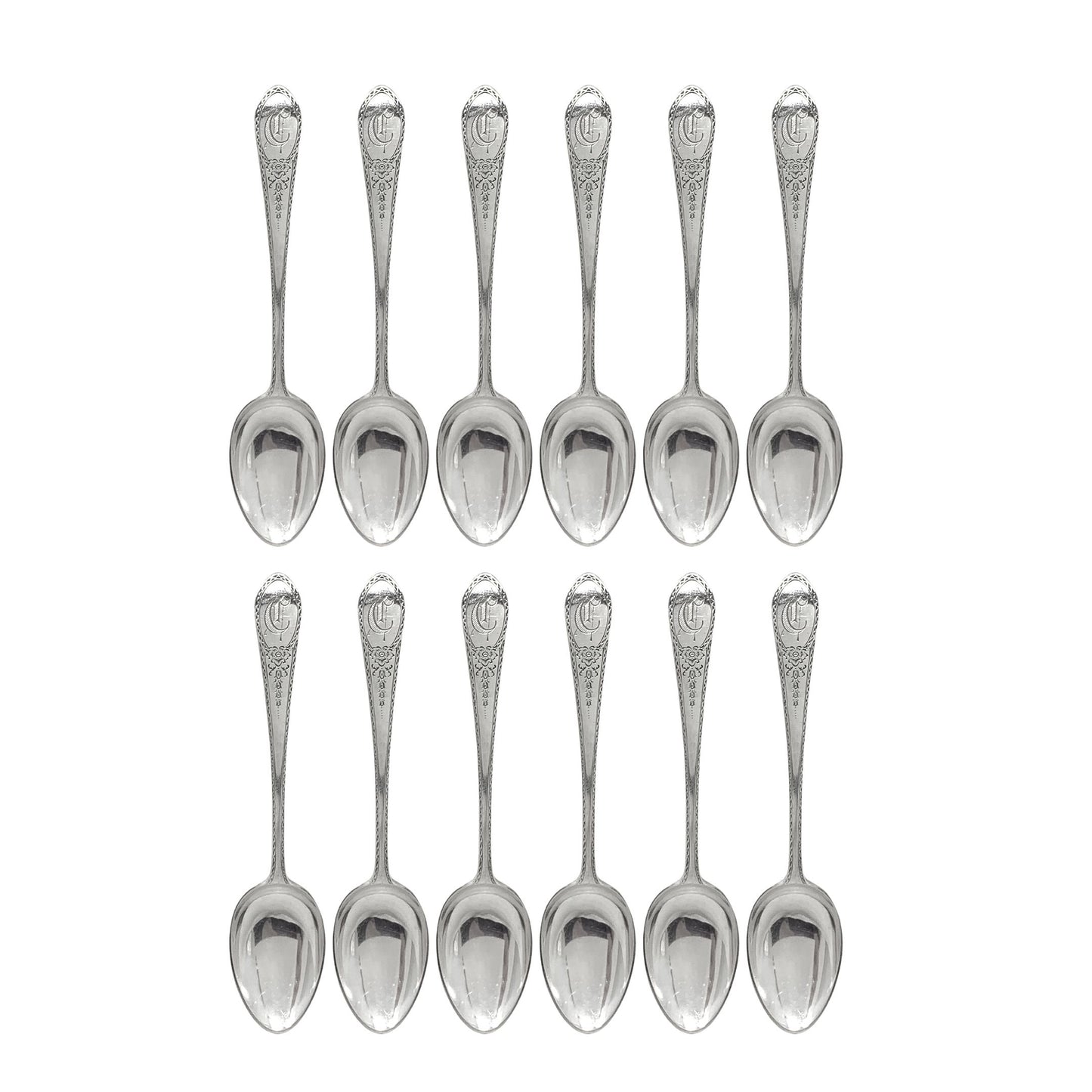 Lunt Early American Sterling Silver "C" Monogrammed Demitasse Spoons (12)