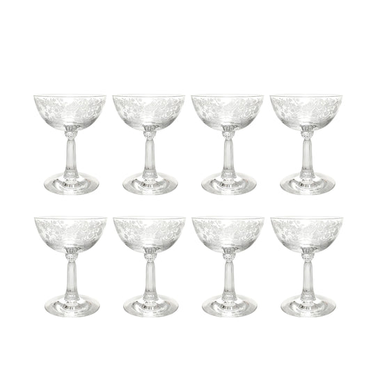Fostoria Crystal "Bouquet" Champagne/Tall Sherbet Glasses (8)