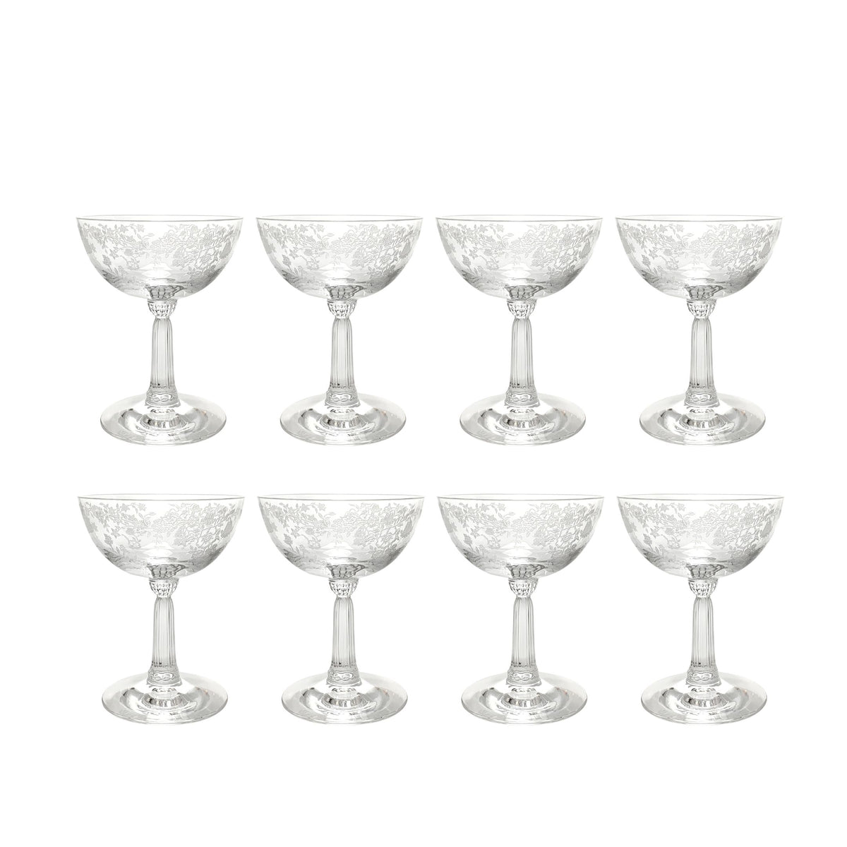 Fostoria Crystal "Bouquet" Champagne/Tall Sherbet Glasses (8)