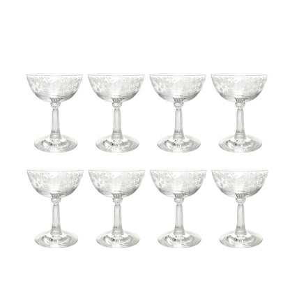 Fostoria Crystal "Bouquet" Champagne/Tall Sherbet Glasses (8)
