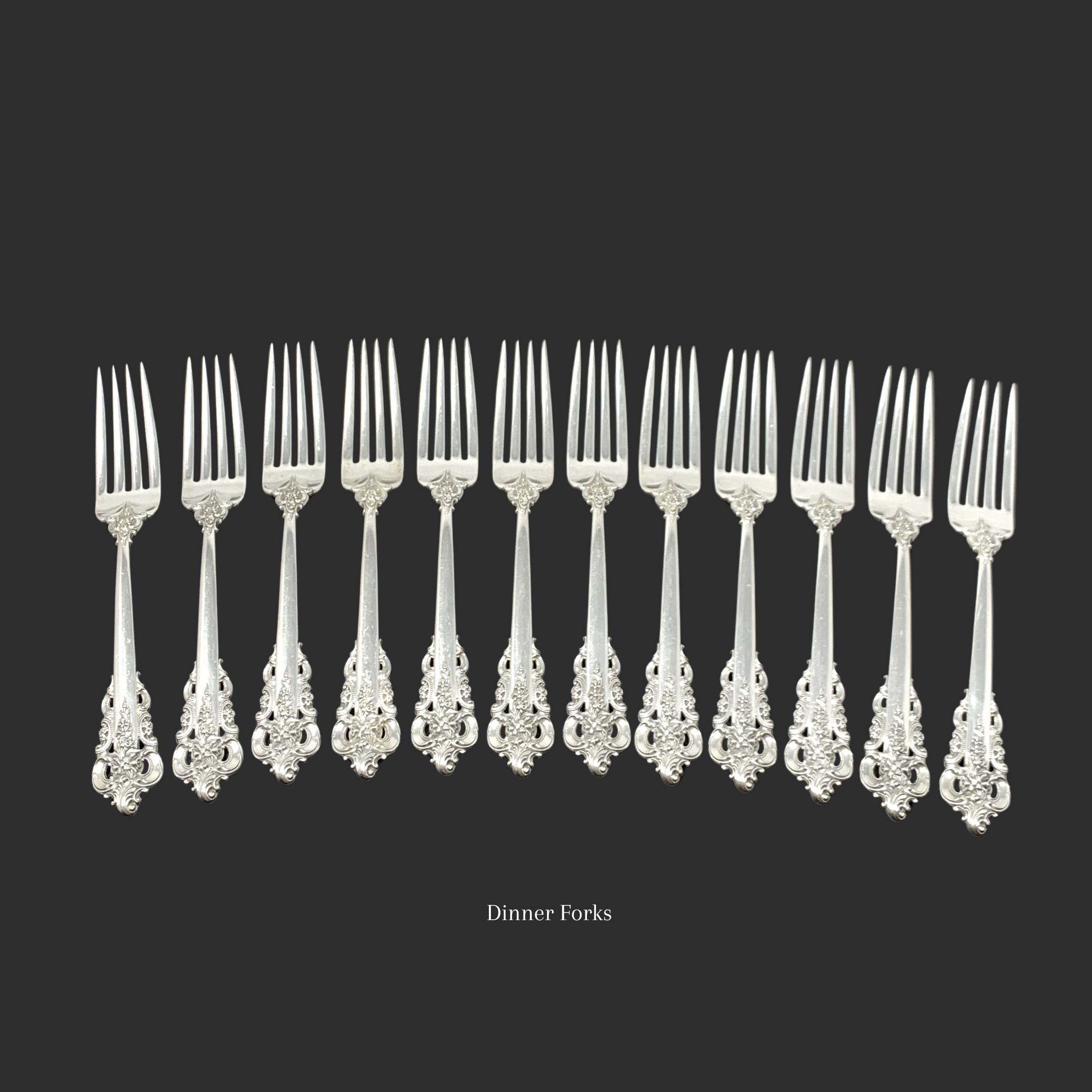 アメリカ　純銀　シルバー　フォーク　スターリングシルバー　Wallace Wallace Grande Baroque Sterling 148pc Flatware Set – Goodman's
