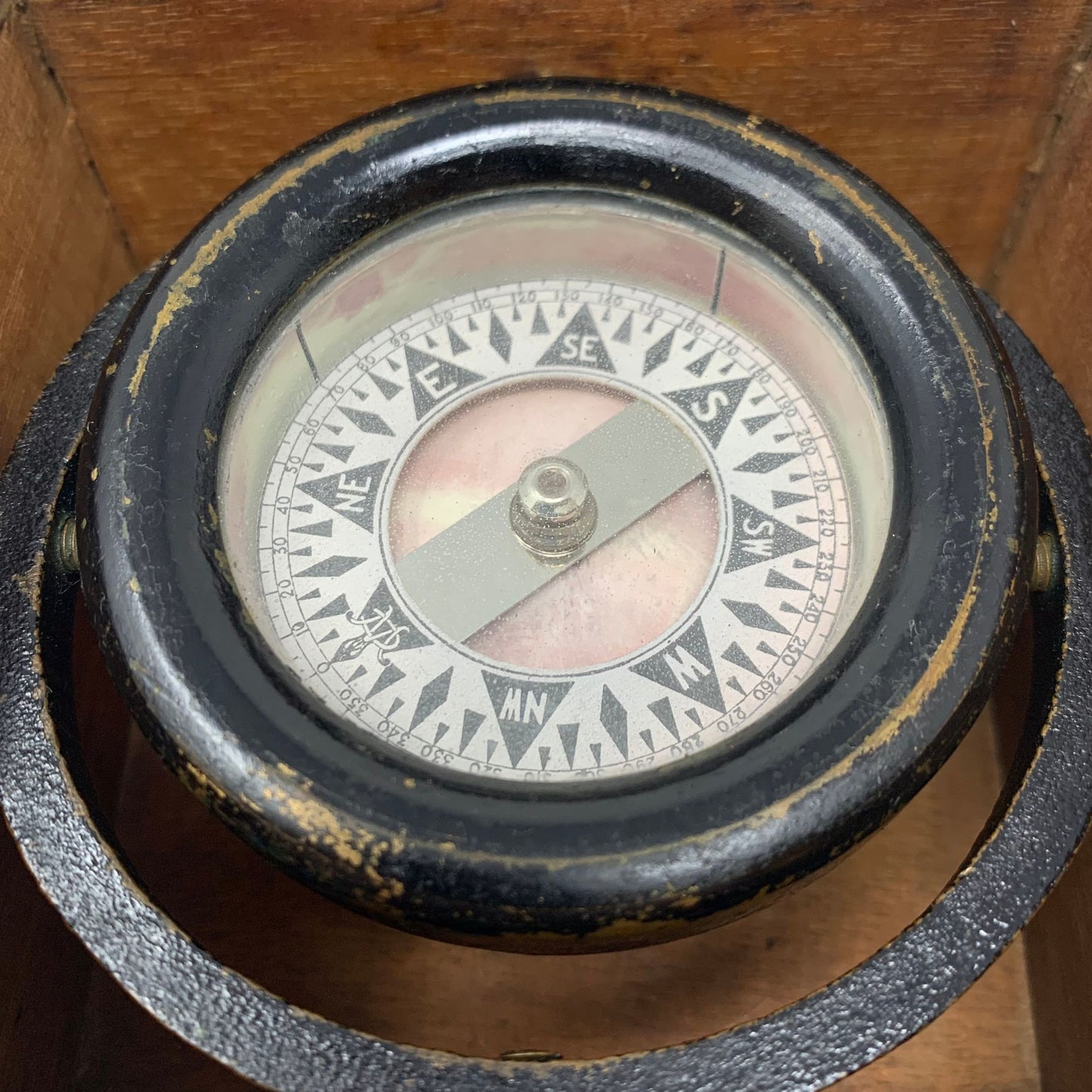 Ship's Compass by Wilcox Crittenden in Wooden Box
