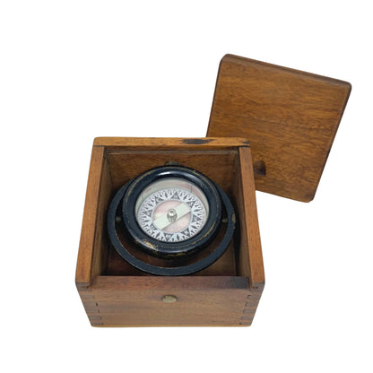 Ship's Compass by Wilcox Crittenden in Wooden Box