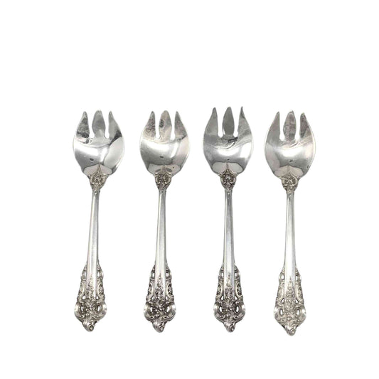 Wallace Grande Baroque Sterling Ice Cream Forks (4)