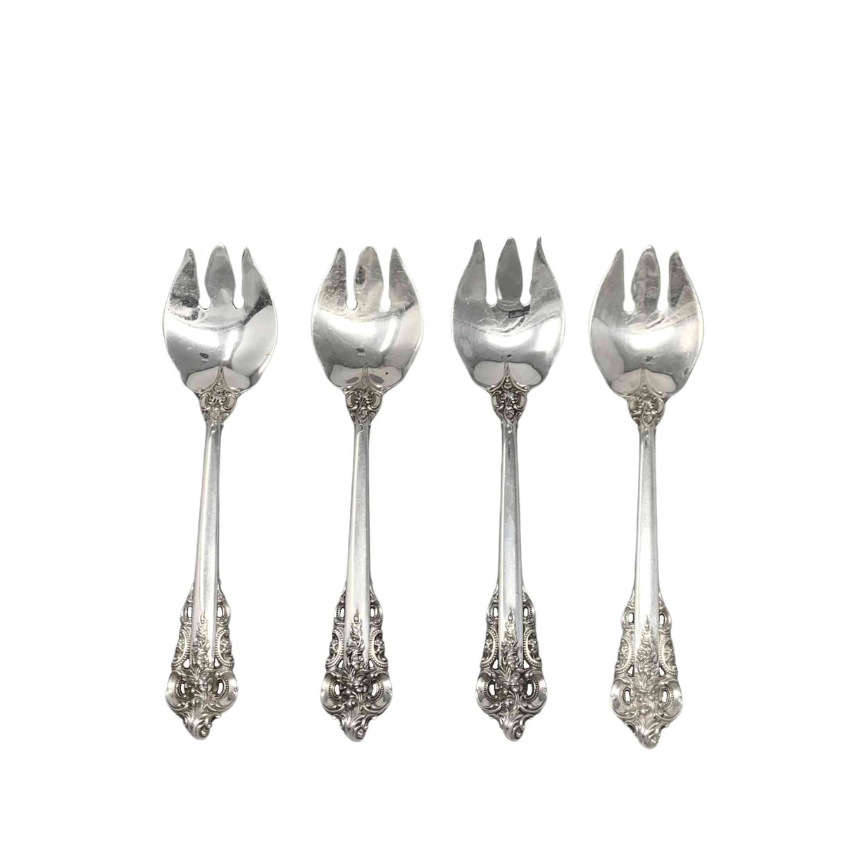 Wallace Grande Baroque Sterling Ice Cream Forks (4)