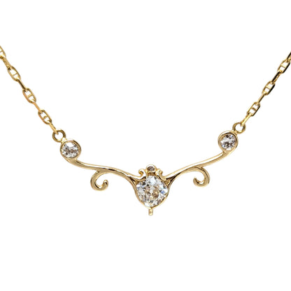 18K Gold 17" Diamond Bar Watch Fob Necklace