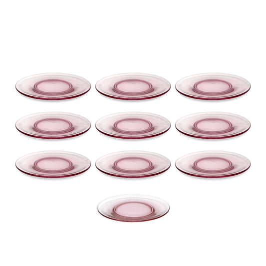 Tiffin-Franciscan "14196" Pink Glass Luncheon Plates (11) & Salad Plate (1)