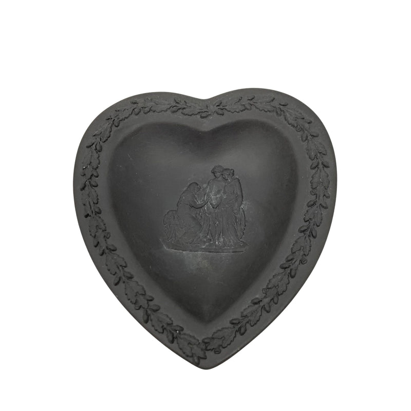 Wedgwood Black Basalt Jasperware Heart Shaped Pin Dish