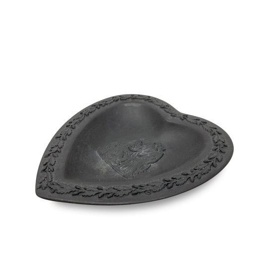 Wedgwood Black Basalt Jasperware Heart Shaped Pin Dish