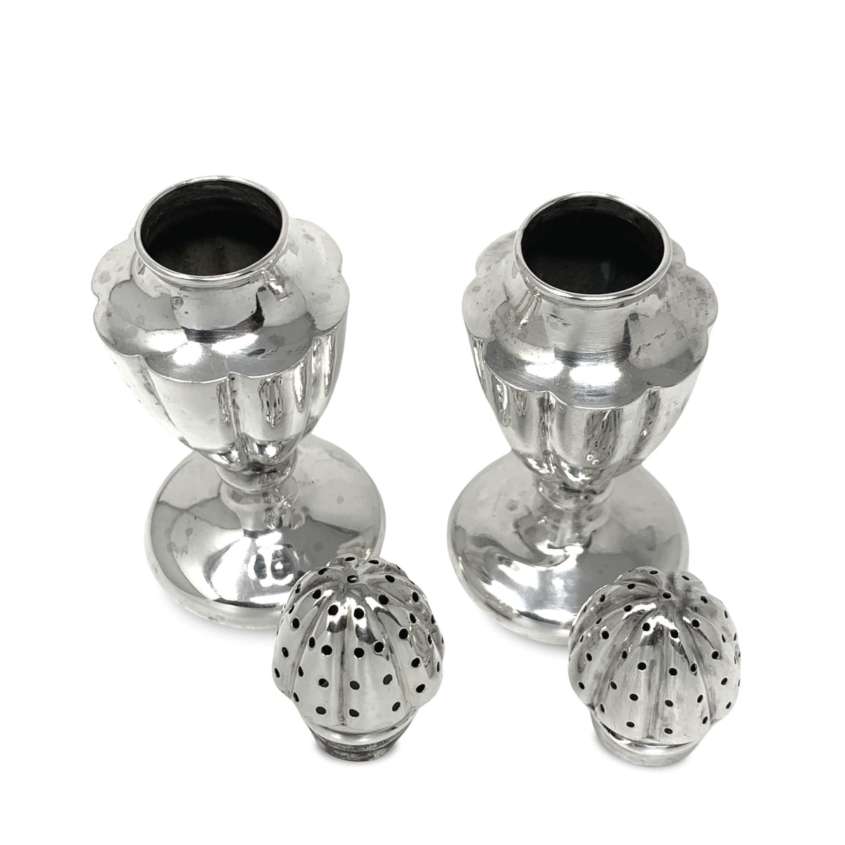 L&H Delux Sterling Silver Monogrammed Salt & Pepper Shakers