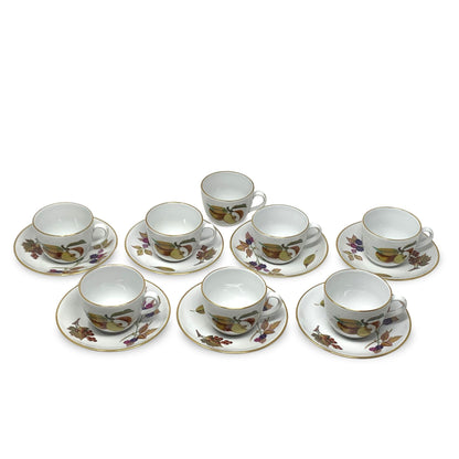 Royal Worcester "Evesham" Gold Set of (8) Cups & (7) Saucers