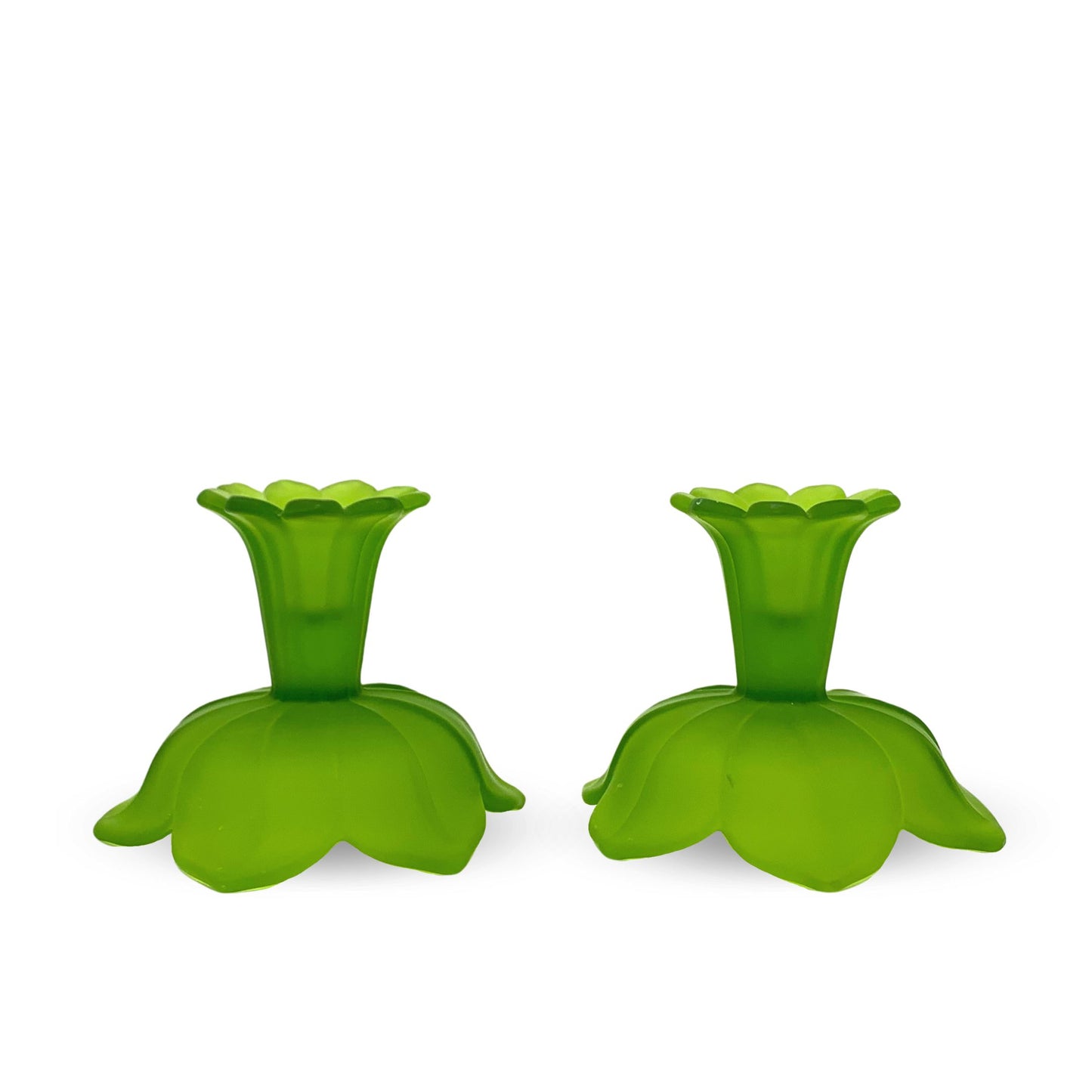 Westmoreland Satin Glass Green Asian Lotus Candleholders/ Footed Bowls (Pair)