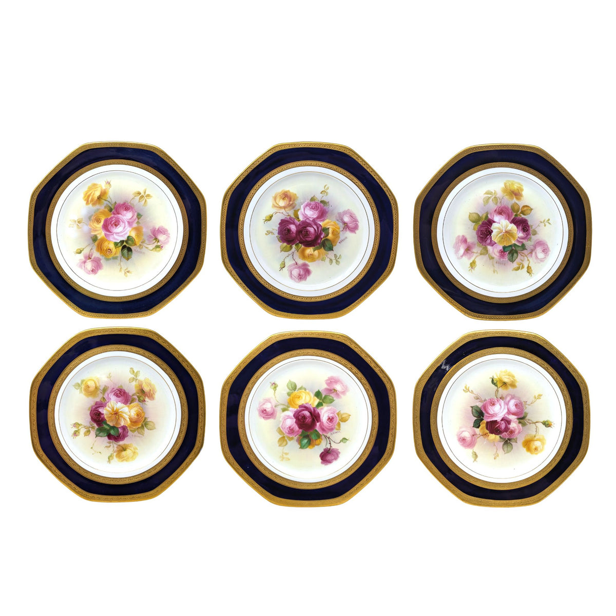 George Jones & Son Crescent China Hand Painted Service Plates (6)