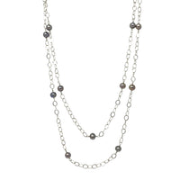 Sterling Silver & Pearl 52” Designer Chain Necklace