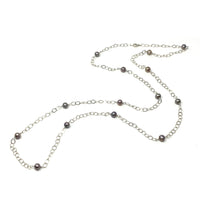 Sterling Silver & Pearl 52” Designer Chain Necklace