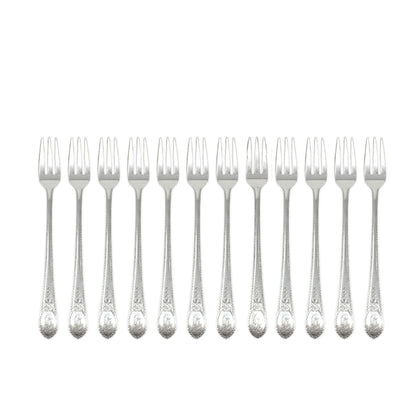 Lunt Early American Sterling Silver "H" Monogrammed Cocktail Forks (12)