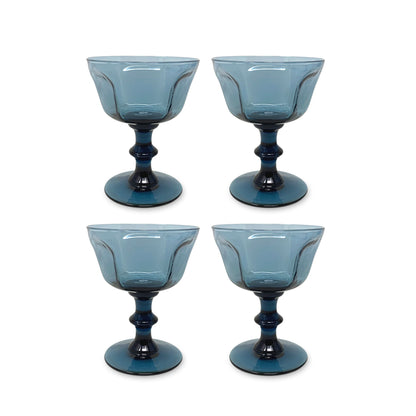 Lenox "Antique" Dark Blue Champagne/ Tall Sherbet Glasses (4)