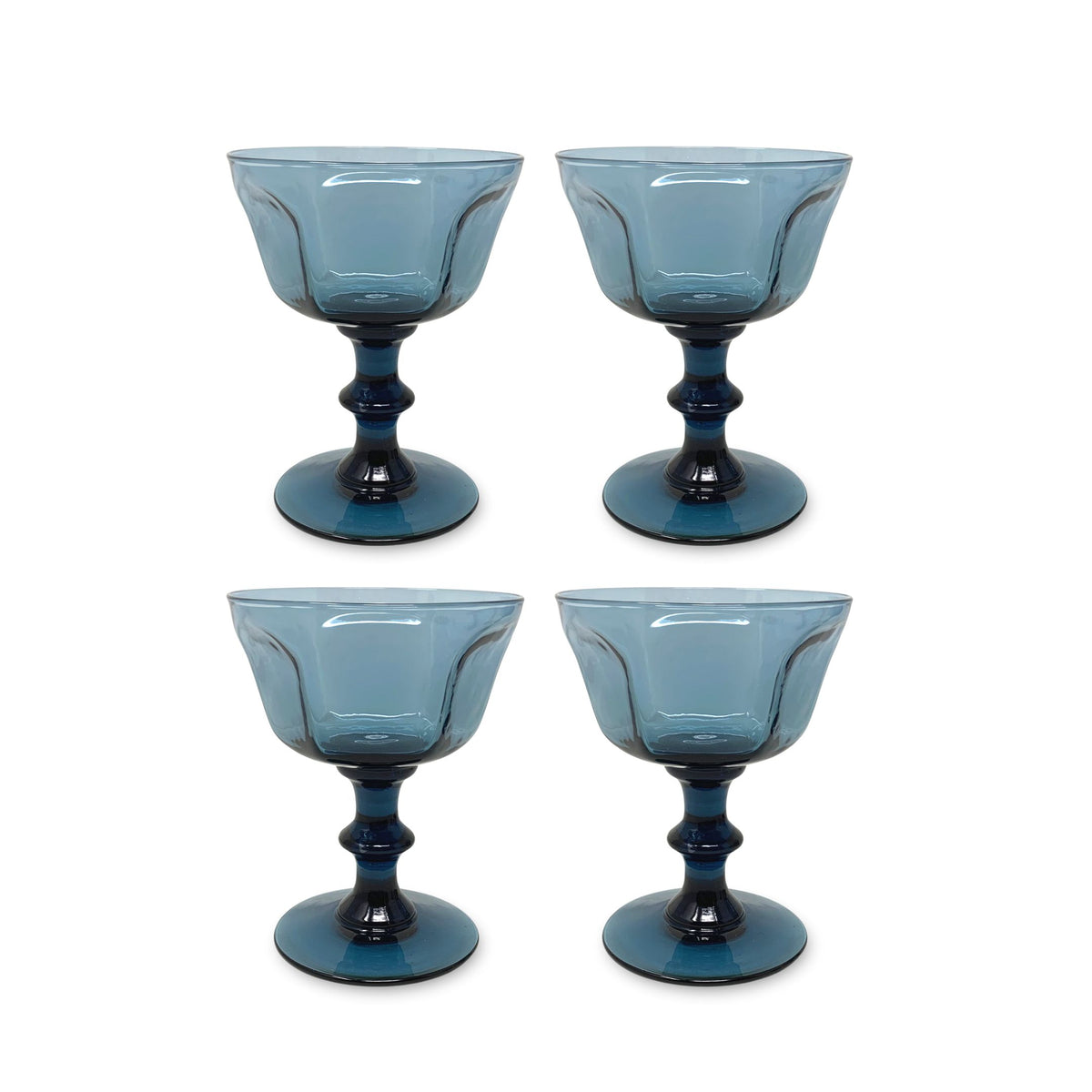 Lenox "Antique" Dark Blue Champagne/ Tall Sherbet Glasses (4)