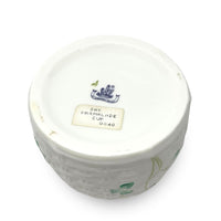 Belleek Basket Weave Shamrock Lidded Honey Pot