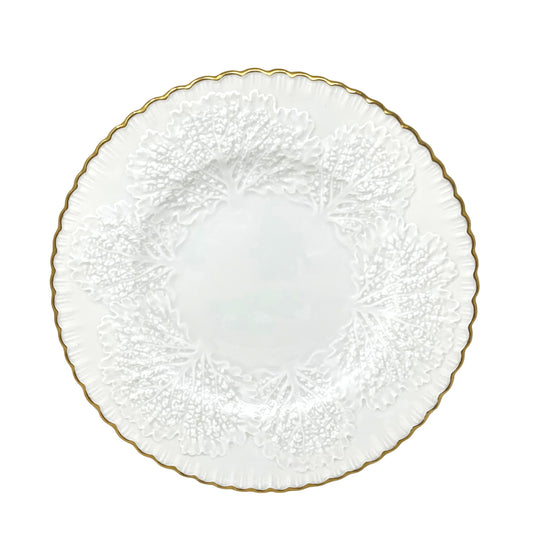 Spode "Savoy" White Dinner Plate With Gold Trim