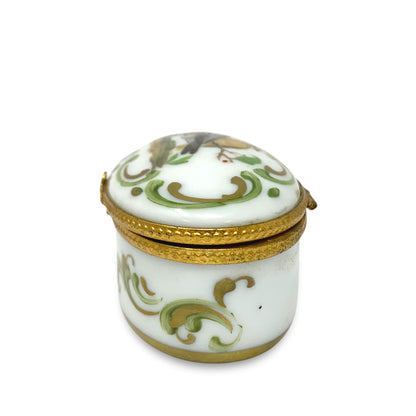 Dubarry Limoges France Gold Trimmed Trinket Box With Hand Painted Birds