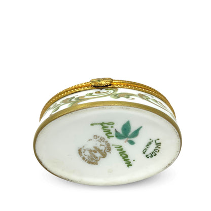 Dubarry Limoges France Gold Trimmed Trinket Box With Hand Painted Birds