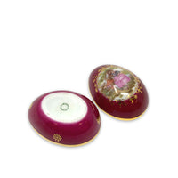 Limoges France Small Fuchsia Egg Trinket Box With Couple Courting