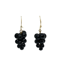 10K Gold Vintage Black Onyx Grape Earrings