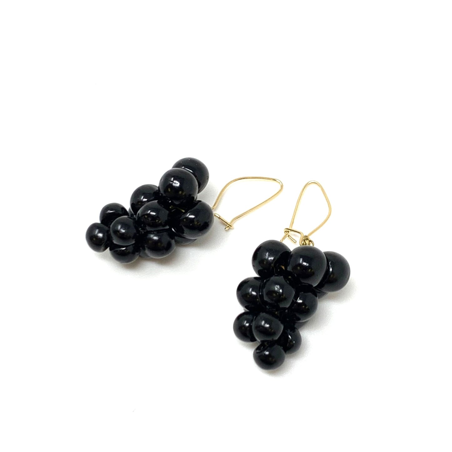 10K Gold Vintage Black Onyx Grape Earrings