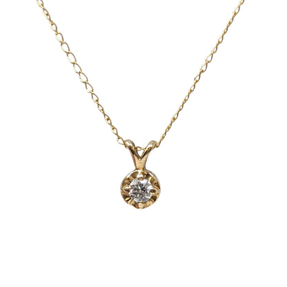 Burkes 14K Gold 1/10ct Solitaire Diamond 16" Necklace