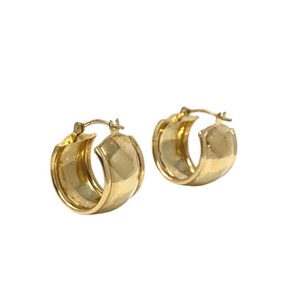 14K Gold 10mm x 15mm Hoop Earrings