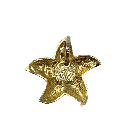14K Gold Black Opal Starfish Pendant
