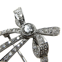 Vintage 14K White Gold Diamond Wreath & Bow Brooch