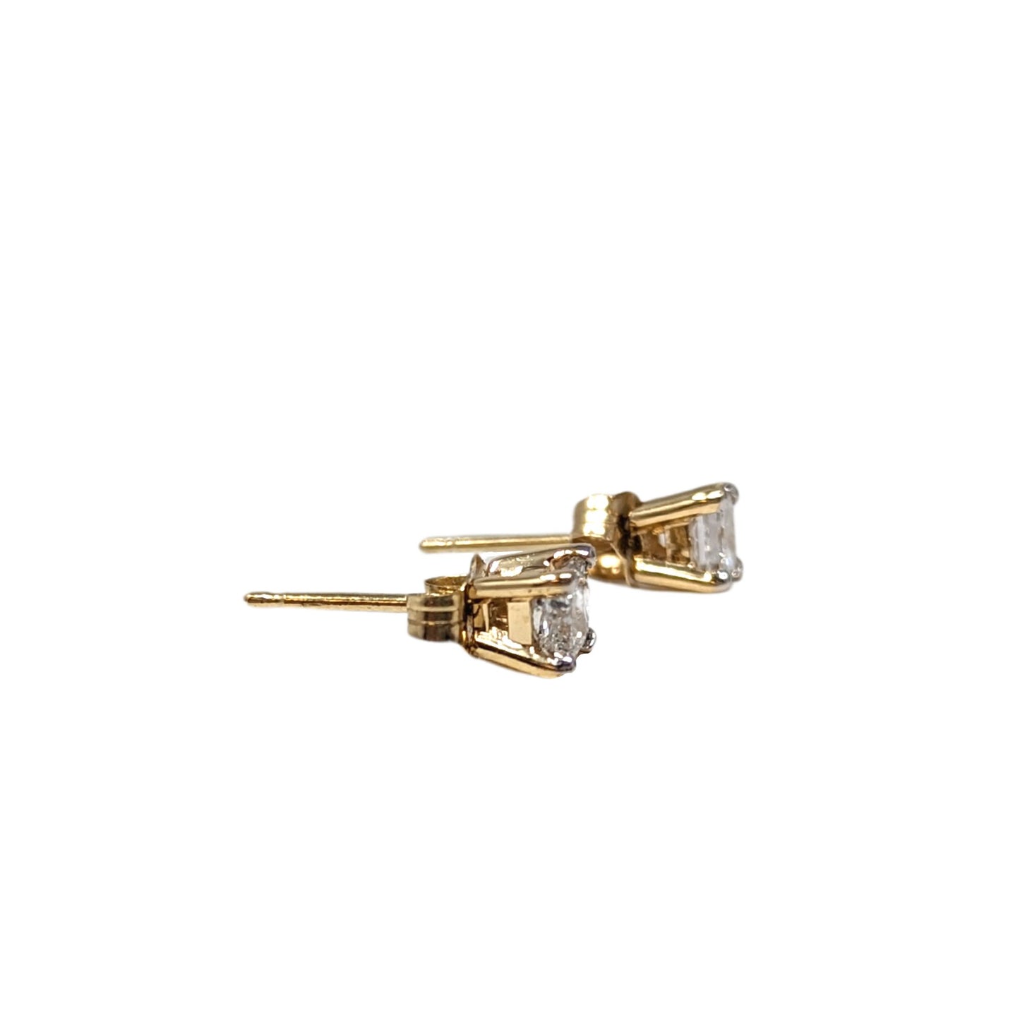 14K Gold 1/2tcw Princess Cut Diamond Stud Earrings