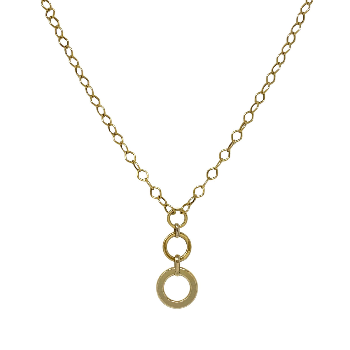 14K Gold Italian Triple Ring Drop 16" Necklace (7.8g)