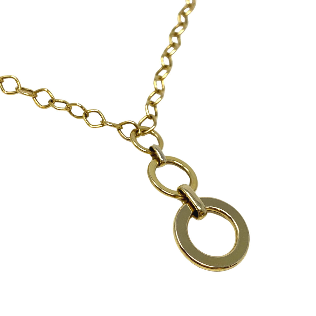 14K Gold Italian Triple Ring Drop 16" Necklace (7.8g)