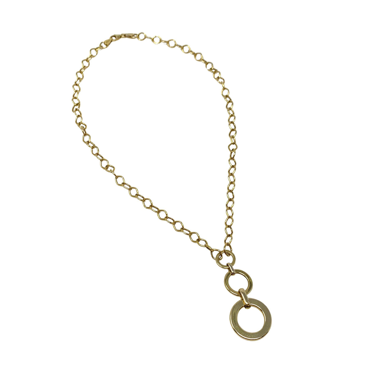 14K Gold Italian Triple Ring Drop 16" Necklace (7.8g)