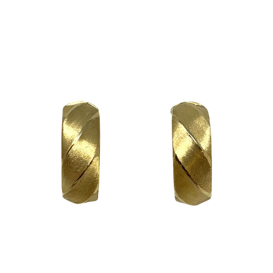 Milor Italian 18K Gold Omega Back Brushed 22mm Hoop Earrings