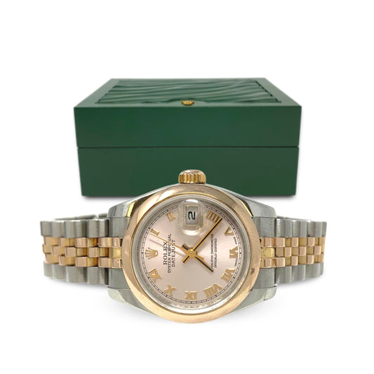 Rolex Pink Face Lady Datejust 18K Gold & Stainless Jubilee Watch