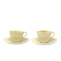 Belleek "New Shell Yellow" Pair of Cups & Saucers (4pcs)(5th Mark)